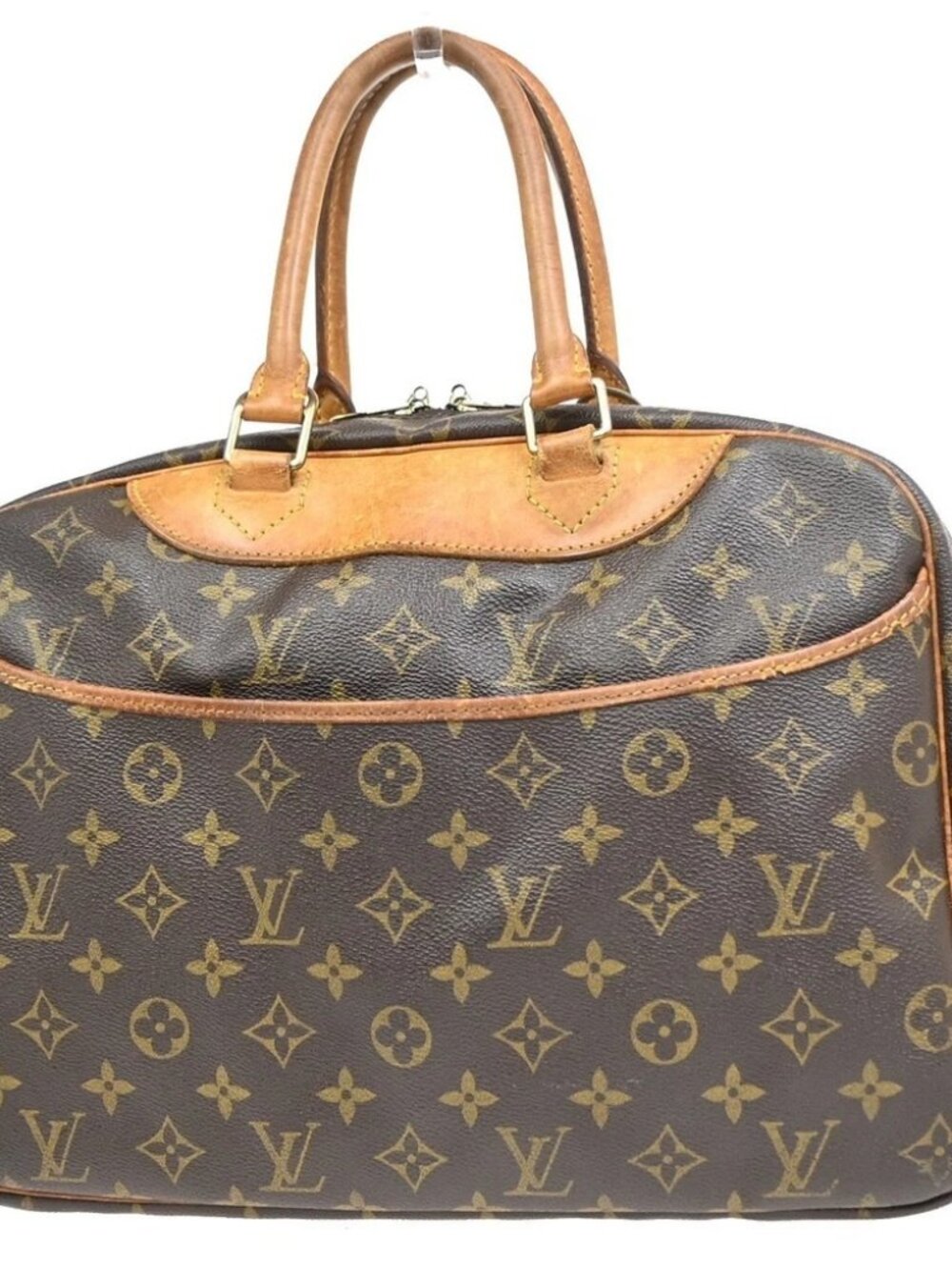 LOUIS VUITTON LV Logo Deauville Hand Bag Monogram Leather Brown M47270 30KE168
